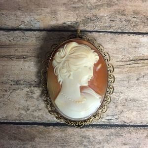 Vintage Filigree Cameo Pendant Pin Combo